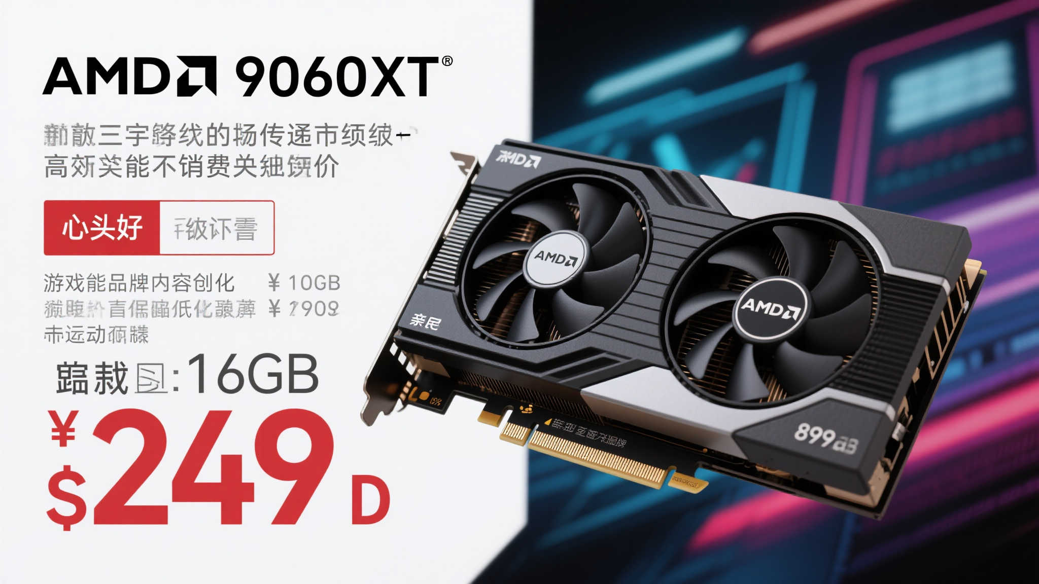 AMD 9060XT双版本发布:16GB售价349美元,8GB仅299美元 在当前显卡市场中,价格一直是消费者关注的